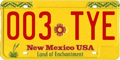 NM license plate 003TYE
