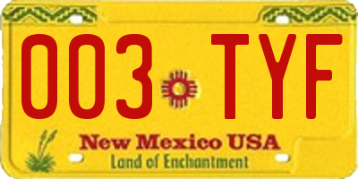 NM license plate 003TYF