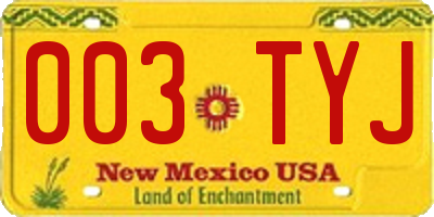 NM license plate 003TYJ