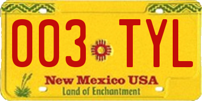 NM license plate 003TYL