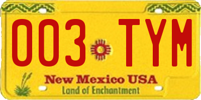NM license plate 003TYM