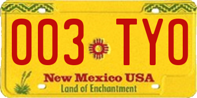 NM license plate 003TYO