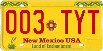 NM license plate 003TYT