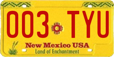 NM license plate 003TYU