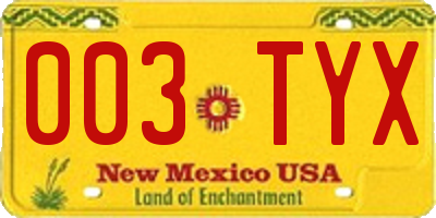 NM license plate 003TYX