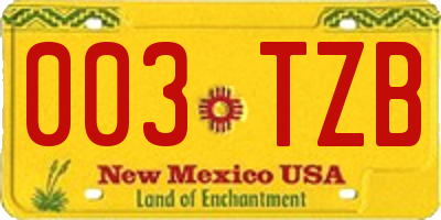 NM license plate 003TZB