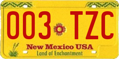 NM license plate 003TZC