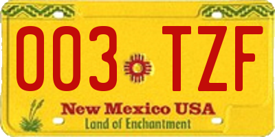 NM license plate 003TZF