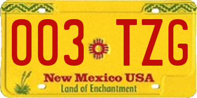 NM license plate 003TZG