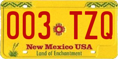 NM license plate 003TZQ