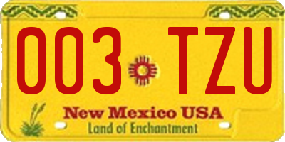 NM license plate 003TZU