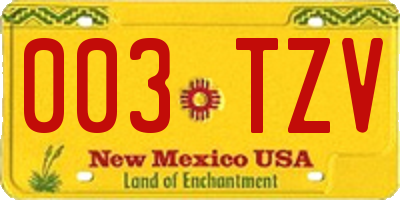 NM license plate 003TZV