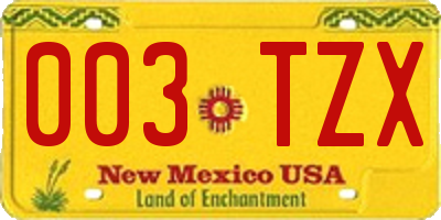 NM license plate 003TZX