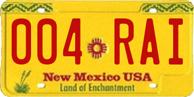 NM license plate 004RAI