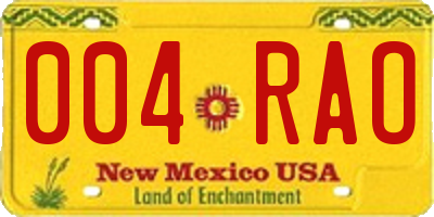 NM license plate 004RAO