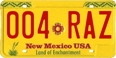 NM license plate 004RAZ