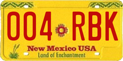NM license plate 004RBK