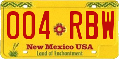 NM license plate 004RBW