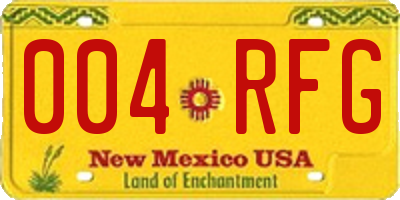 NM license plate 004RFG