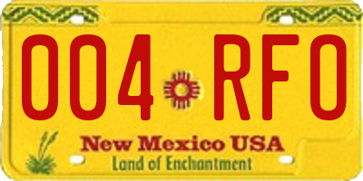 NM license plate 004RFO
