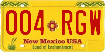 NM license plate 004RGW