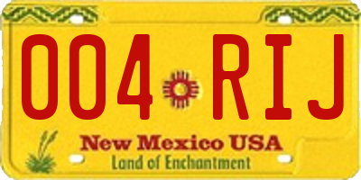 NM license plate 004RIJ