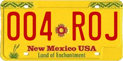 NM license plate 004ROJ