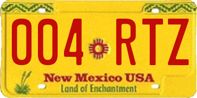 NM license plate 004RTZ