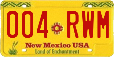NM license plate 004RWM