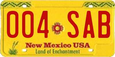 NM license plate 004SAB