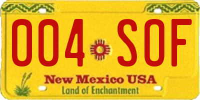 NM license plate 004SOF