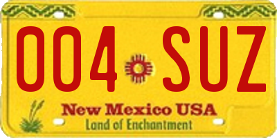 NM license plate 004SUZ