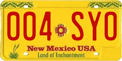 NM license plate 004SYO