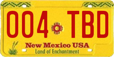 NM license plate 004TBD