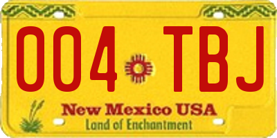 NM license plate 004TBJ