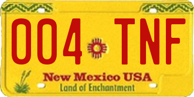 NM license plate 004TNF
