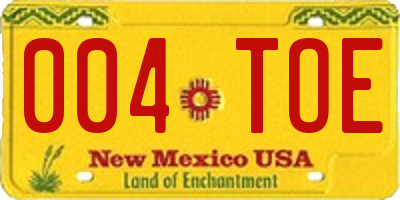 NM license plate 004TOE