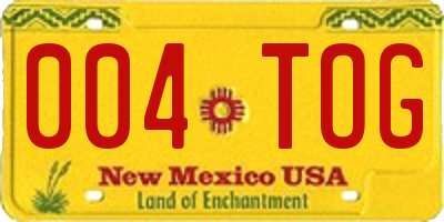NM license plate 004TOG