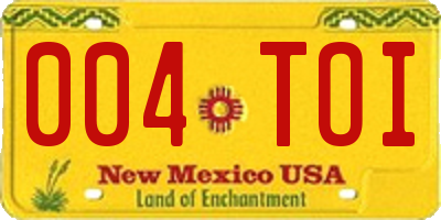 NM license plate 004TOI