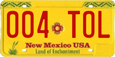 NM license plate 004TOL