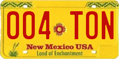 NM license plate 004TON