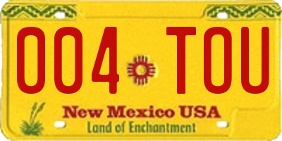 NM license plate 004TOU