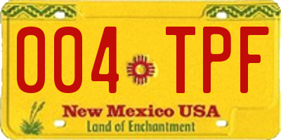 NM license plate 004TPF