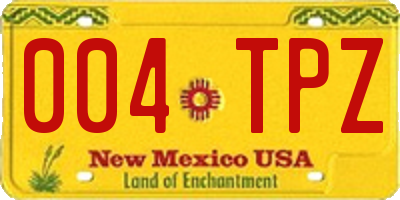 NM license plate 004TPZ