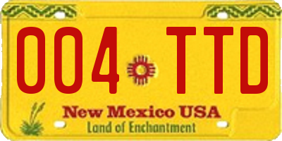 NM license plate 004TTD