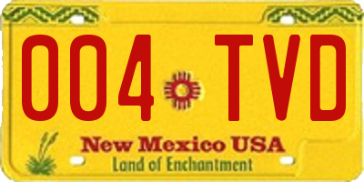 NM license plate 004TVD