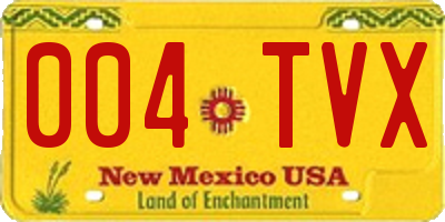 NM license plate 004TVX