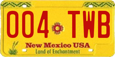 NM license plate 004TWB
