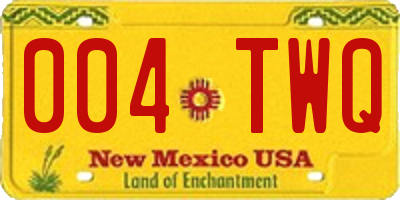 NM license plate 004TWQ