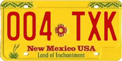 NM license plate 004TXK